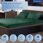 DREAMCARE Queen Size Sheets - Cooling Bed Sheets - 4pcs Set - up to 15" Deep Pocket Queen Sheet Set - Sheets Queen Size Bed - Soft & Long Lasting 100% Fine Microfiber with Side Pocket - Emerald Green