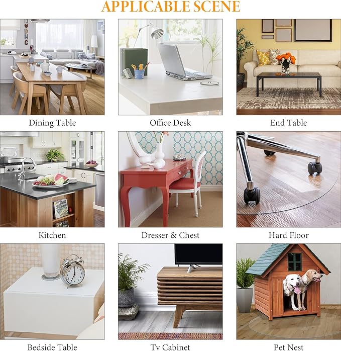 Deep Dream 1.5mm Clear Desk Cover Protector, 44×84 Inch Clear Table Protector, Rectangular Vinyl Desk Pad, PVC Plastic Table Cover for Office, Dresser, Night Stand, Computer & Writing Desk Tabletop