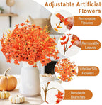 SHareconn 48 Bundles Artificial Fall Flowers for Outdoors Decoration, UV Resistant Silk Eucalyptus Lavender Faux Autumn Fake Plants for Outside Indoor Garden Yard Porch Home Decor, Sunset Red Orange