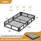 MAF 10 Inch Twin Box Spring, High Profile Box Spring Twin Siz 3500 lbs Black Heavy Duty Metal Mattress Foundation with Easy Clean Fabric Cover, Easy Assembly