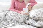 Laura Ashley - Flannel Sheets Queen Size, Anti-Pilling & Wrinkle Resistant Cotton, Touchably Soft for All-Season Comfort - Bed Sheets with Matching Pillowcases & Fitted Sheet (Faye Toile Black)