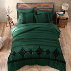 MaiRêve Embroidery Full Size Comforter Set Emerald Green, Farmhouse Western Boho Bedding Set 7 Pieces, All Season Bed in A Bag Comforter Set with Sheets, Pillowcases & Shams