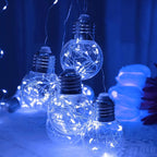 YOLIGHT Wishing Ball Curtain Lights 200 LED Window Curtain String Lights with Remote, USB Battery Powered Twinkle Globe Fairy Lights for Wedding Party Bedroom Christmas Halloween Decoration (Blue)