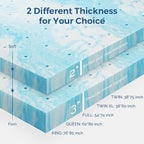 Mattress Topper Full, 3 Inch Gel Memory Foam Bed Topper for Full Size Bed, CertiPUR-US Certified, Blue
