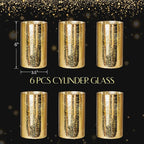 Gold Candle Holder Hurricane Candle Cylinder Vases for Centerpieces Set of 6 for Wedding Table Centerpiece