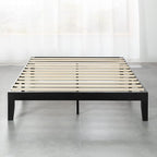 Mellow Naturalista Classic 12 Inch Solid Wood Platform Bed with Wooden Slats, Full, Black
