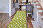 Custom Size Moroccan Trellis Runner Rug Mat for Wide Hallway Entryway Kitchen Laundry Room with Slip Resistant Latex Rubber Backing, Trellis Green, 31 inch X 10 feet
