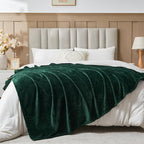 NEWCOSPLAY Super Soft Twin Blanket Forest Green Premium Silky Flannel Fleece Leaves Pattern Lightweight Bed Blanket All Season Use (Forest Green, Twin(60"x80"))