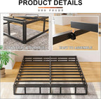 EMODA 8 Inch Full Size Box Spring Bed Base, 3000 LBS Heavy Duty Metal Mattress Foundation with Fabric Cover, Easy Assembly, Black