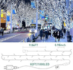 Quntis 82ft 1000 LED Cluster Christmas String Lights - 8 Modes Christmas Tree Lights - Outdoor Waterproof Dark Green Wire Christmas Lights Plug in for Holiday Wedding Party Home Decor, White