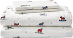 Eddie Bauer - Flannel Sheets King Size, Anti-Pilling & Wrinkle Resistant Cotton, Touchably Soft for All-Season Comfort - Bed Sheets with Matching Pillowcases & Fitted Sheet (Ski Patrol White)
