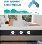 Queen Mattresses,12 Inch Memory Foam Hybrid Mattress in a Box with Individual Pocket Spring,Pressure Relief & Motion Isolation Queen Size Black Mattress,CertiPUR-US.
