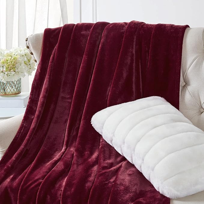 Walensee Fleece Blanket Plush Throw Fuzzy Lightweight (King Size 108x90 Wine) Super Soft Microfiber Flannel Blankets for Couch, Bed, Sofa Ultra Luxurious Warm and Cozy for All Seasons