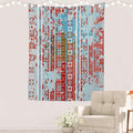 Batmerry Blue Grey Boho Garbage Tapestry, Red Wall Art Hanging Decoration Polyester Fiber White Ruffled Around for Dorm Room Bedroom Living Room, 59.1x39.4 inches