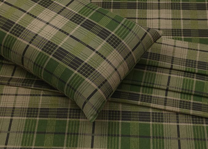 RUVANTI Flannel Sheets California King Size - 100% Cotton Brushed Cal King Bed Sheets Set - Deep Pockets 14 Inches - All Seasons Breathable & Extra Soft - Warm & Cozy, 4 Piece, DNA Plaid