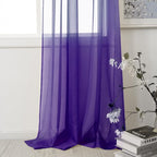 HUTO Purple Sheer Curtains 84 Inches Long Rod Pocket Sheer Drapes for Bedroom Living Room Set of 2 Panels 52 inches Width by 84 inches Length