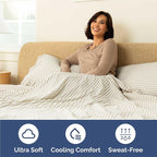 Split King 7 Piece Sheet Set - Comfy Breathable & Cooling - Soft Hotel Luxury Bedding Set w/ 8-16 Inch Deep Pockets - 1 Flat & 2 Fitted Sheet & 4 Pillowcases - Cozy & Wrinkle Free - Beige Stripes 2