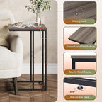 WLIVE Side Table Set of 2, C Shaped End Table Sets, Small Sofa Side Tables Bedroom, Living Room, Home Office, 2-Tier Couch Bedside Table for Small Spaces, A-Grey