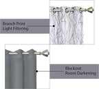 BONZER Mix and Match Curtains - 2 Pieces Branch Print Sheer Curtains and 2 Pieces Blackout Curtains for Bedroom Living Room Grommet Window Drapes, 37x84 Inch/Panel, Light Grey, Set of 4 Panels