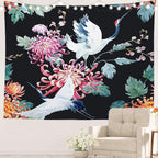 Batmerry White Watercolor S Tapestry, Flower Wall Art Hanging Decoration Polyester Fiber White Ruffled Around for Dorm Room Bedroom Living Room, 39.1x59.1 inches