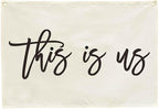 This Is Us Rectangular Canvas Banner-Flag Wall Sign Decor for Teen Friends Husband,Farmhouse Home Living Room Bedroom Reading Room Office Wall Decor-Baby Shower Birthday Christmas Gift
