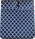 Mejoroom Queen Bed Sheet Set - Super Soft Brushed Microfiber 1800 Thread Count Queen Sheets with 16 inch Deep Pocket - Wrinkle Free - 4 Piece(Queen, Navy Quatrefoil with White Pattern)
