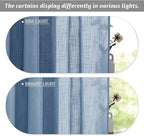 RYB HOME Semi Sheer Curtains 95 inches Length for Windows Sunlight Filering Privacy Protect Soft & Vertical Rod Pocket Drapes for Bedroom Living Room Dining, Blue Haze, W 52 x L 95 inch, 2 Panels