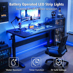 LED Strip Lights Battery Operated, 9.8ft 90 LED Strip Lights with Remote Controller Timer Dimmable, Waterproof Flexible Lights Strip for Indoor Outdoor TV Table Bedroom Boat Kitchen (Blue)
