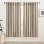 RYB HOME Privacy Semi Sheer Linen Curtains 72 inches Long, Rod Pocket & Back Tab Linen Blend Elegant Light Filtering Privacy Protected Panels for Farmhouse Cottage, Khaki, 52" W, 2 Panels