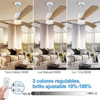 BOJUE 60 Inch Ceiling Fans with Lights and Remote Control, Dimmable LED Light, Indoor Outdoor Wood Ceiling Fan with 3 Blades for Patio, Living Room, Bedroom, Office, Summer House