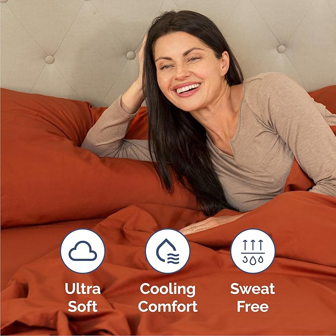 Cal King 6 Piece Sheet Set - Comfy Breathable & Cooling - Soft Hotel Luxury Bedding Set with 8-16 Inch Deep Pockets - 1 Flat & 1 Fitted Sheet & 4 Pillowcases - Wrinkle Free & Easy Care - Terracotta