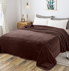 Richave Fleece Blanket King Size 350GSM Lightweight Throw for The Bed Warm Sofa Blanket 90" x 108"(Brown King)