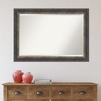 Amanti Art Brown Bathroom Mirror for Over Sink, 29x41 Bark Rustic Char Rectangle Vanity Mirror, Large Country Rustic Frame, Hangs Horizonally and Vertically, Bathroom Wall Decor, Beveled Edge
