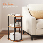 TUTOTAK Small Narrow Side Table with Charging Station, Skinny End Table for Small Spaces, Slim Nightstand with USB Ports and Outlet, Sofa Beside Table with Wheels, Brown TB01BB046