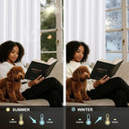 NICETOWN 100% Blackout Window Curtain Panels 63 inch Length for Bedroom, Set of 2, Snow White, 42 inches Wide, Thermal Insulated Drapes