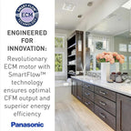 Panasonic WhisperValue Ceiling/Wall Mount Bathroom Exhaust Fan with Humidity Sensor, 50-80-100 CFM, FV-0510VSC1