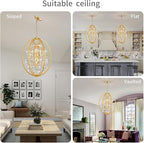 WUZUPS Globe Crystal Chandelier Raindrop Pendant Flushmount Ceiling Light Modern Lighting Fixture for Bedroom Hallway Bar Kitchen Bathroom, H 23.6" x W 19.7", Gold, 8 E12 Base