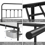 Yaheetech Classic Metal Platform Bed Frame Mattress Foundation with Victorian Style Iron-Art Headboard/Footboard/Under Bed Storage/No Box Spring Needed/Twin XL Size Black
