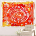 Batmerry Tribal Art Abstract Tapestry, Traditional Ancient Tribal Indian Rural Wall Art Hanging Decoration Polyester Fiber White Ruffled Around for Dorm Room Bedroom Living Room, 39.1x59.1 inches