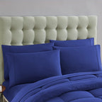 Sweet Home Collection 7 Piece Comforter Set Bag Solid Color All Season Soft Down Alternative Blanket & Luxurious Microfiber Bed Sheets, Royal Blue, Twin XL (Pack of 4)