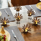 SAND MINE Metal Turkey Tea Light Candle Holders, Thanksgiving Candle Holder, Turkey Candle Holder, Metal Candle Holder, Thanksgiving Home Table Decoration (6)