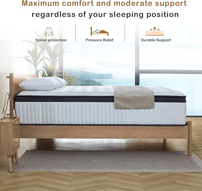 King Size Mattress, 14 Inch King Size Memory Foam Mattress in A Box for Comfort Sleep & Pain Relief, CertiPUR-US Certified, Medium Firm Mattresses