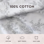 Laura Ashley - Flannel Sheets Queen Size, Anti-Pilling & Wrinkle Resistant Cotton, Touchably Soft for All-Season Comfort - Bed Sheets with Matching Pillowcases & Fitted Sheet (Vanessa Grey)