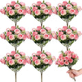 Zeyune 8 Pack 12 Inch Artificial Rose Bouquet Silk Roses Flowers Bunches Bulk Fake Roses for Wedding Bridal Home Office Garden Parties Decoration(Pink)