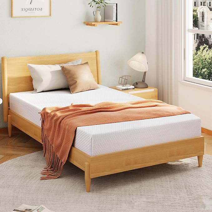 EGOHOME 8 Inch Queen Mattress, Memory Foam Mattress in a Box with Cooling Green Tea Gel, Relieve Pressure with Medium Firm Support, CertiPUR-US Certified, 80''L x 60''W, White