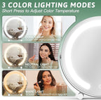 Vanity Mirror with Lights, 12 Inch Light Up Makeup Mirror, LED Makeup Mirror with Lights for Bedroom Tabletop, Smart Touch Control 3 Colors Dimmable, 360° Rotation, White