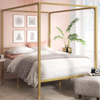 ZINUS Patricia Gold Metal Canopy Platform Bed Frame, Mattress Foundation with Steel Slat Support, No Box Spring Needed, Easy Assembly, Queen