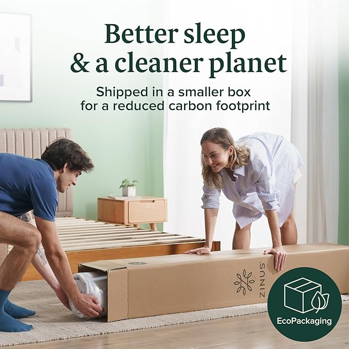 ZINUS 6 Inch Twin Green Tea Memory Foam Mattress [New Version], Fiberglass free, Medium Firm Feel, Zoned Pressure Relief, Certified Safe Foams & Fabric, Mattress in A Box