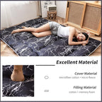 MAXYOYO Black Marble Printed Japanese Futon Floor Mattress, Thicken Sleeping Pad Floor Bed Roll Up Camping Guest Mattress Folding Couch Bed, Full Size
