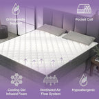NapQueen Queen Mattress, 8 Inch Victoria Hybrid Cooling Gel Infused Pocket Spring and Memory Foam Mattress, Queen Size Mattress Bed in a Box, CertiPUR-US Certified, Fiberglass-Free Mattress